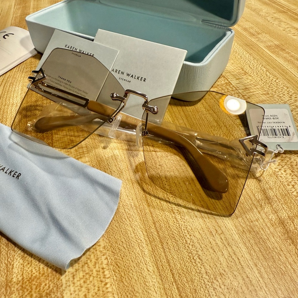 KAREN WALKER WANDERLUST CARAMEL SUNGLASSES IN CASE - Picture 5 of 13